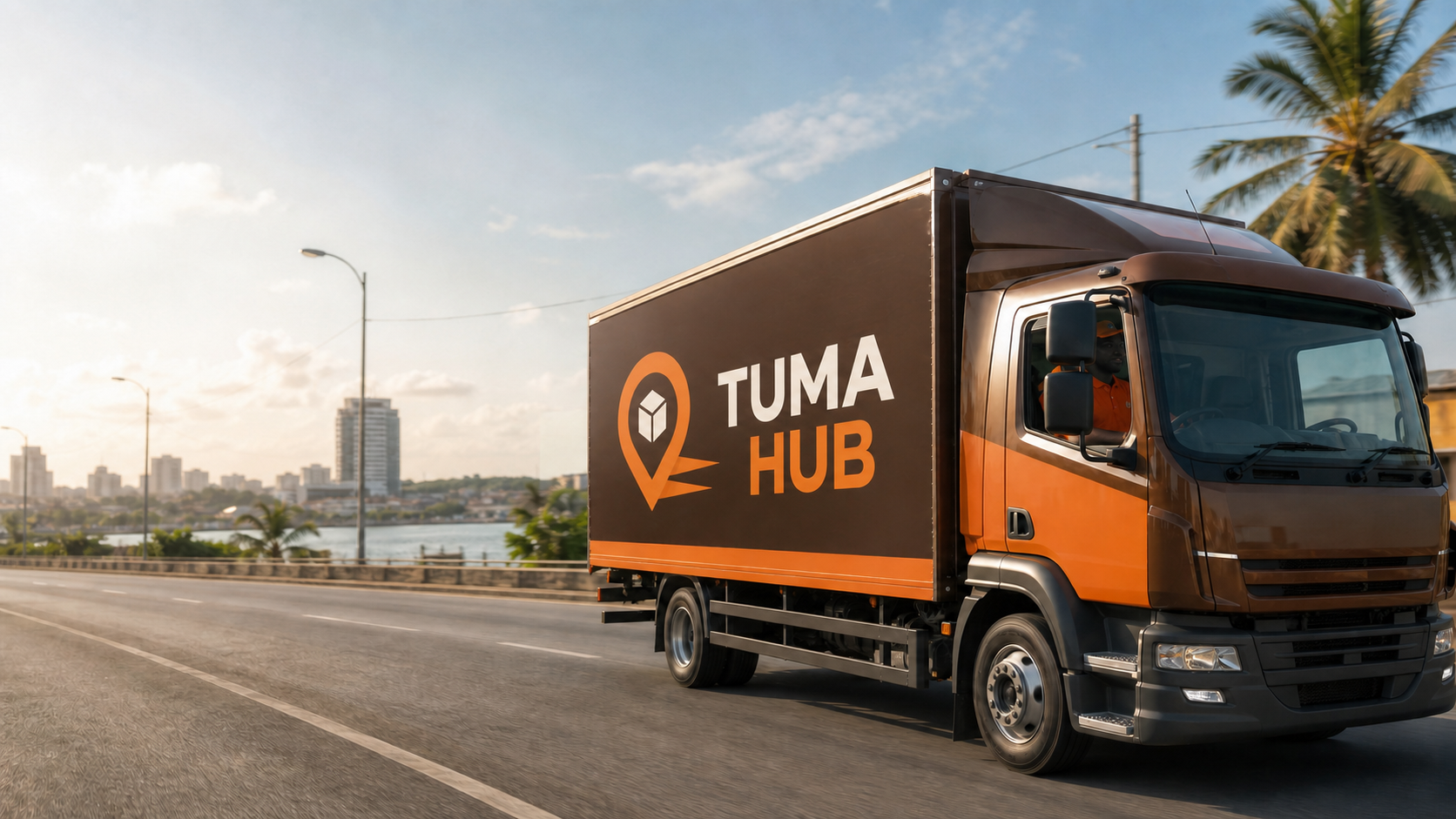 Camion TUMA HUB acheminant les colis vers le HUB à Abidjan